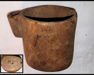 Primitive Wooden Cup; It was found among other Old Military Items 