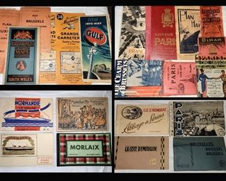 Lots of Vintage Maps, Brochures, Post Cards Picked up in France During WWII and Other Ephemeral Items 