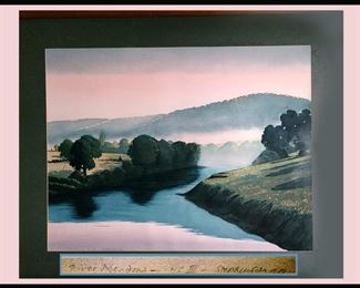 Beautiful Large Signed Print by Alan Stephenson Titled River Meadows; It appears that this is an HC III Edition 