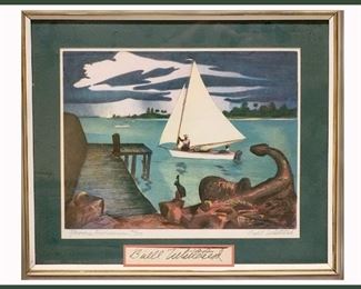 Sailboat Print Signed Buell Whitehead