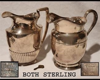 Sterling Silver Large Pitchers Weighing Over a Troy Pound Each