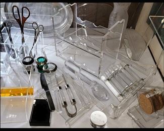 Small Sample of the Large Amount of Lucite Available including Cabinet Pulls, Wine Rack, Magazine Rack, Coasters, Napkin Holders and More 