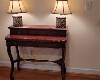 Grange table with fold-down shelf