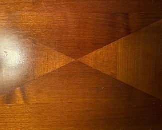 close-up of wood detail on Grange table