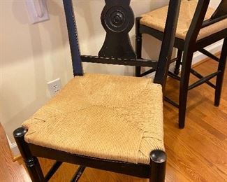 Ethan Allen rush seat bar stools, one of 3