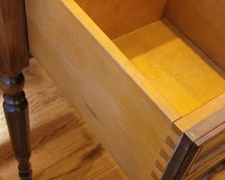 dove-tailed drawer on double-drop leaf side table, one of 2