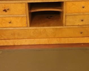 interior of Grange Secretary with leather lined fold down desk and cubbies