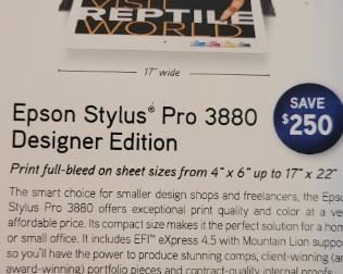 Epson Stylus Pro 3880 Designer Edition large format printer, original box and paperwork