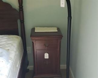 Bedside table, floor lamp