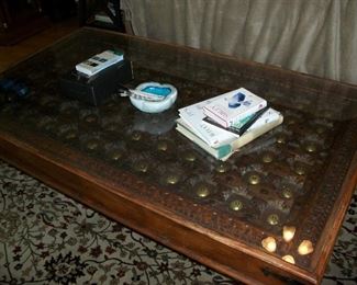 ***BIN*** Antique/Vintage Chinese/Indian Mango Wood Door Coffee Table