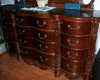Close up of Cherry 12 Drawer Dresser