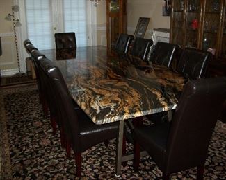 ***BIN***  Sensa Orinoco Granite top table on Metal base with 10 Chairs