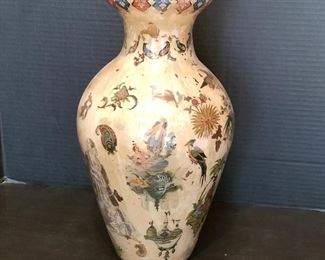 Glass vase with "transfers" on the inside, then painted.  Victorian era