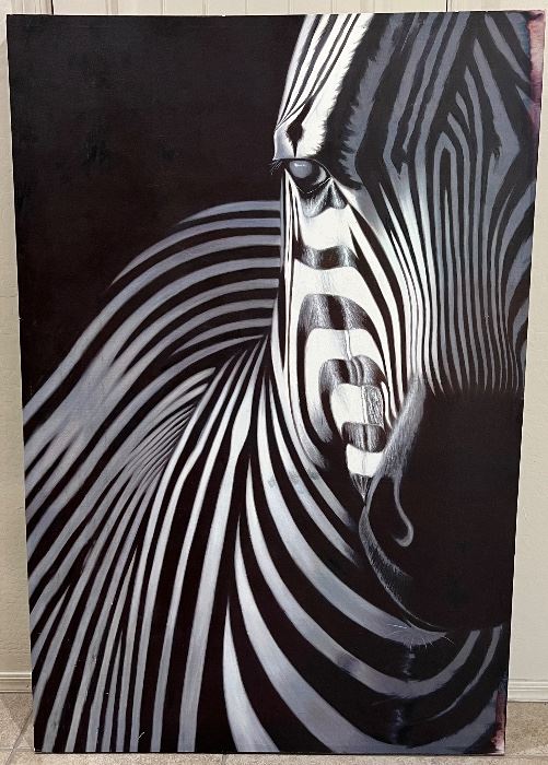 Large Zebra Canvas Black and White in all it's glory!