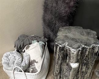 Decorative Throws, Tree Trunk Table 