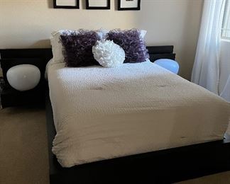 FULL Bed Frame w Attached Nightstands, , Mattress/BS,  Accent Lighting, Art Prints