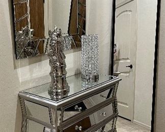 Mirrored Chest of Drawers, Wall Mirror and Decor