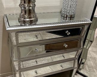 Mirrored Chest of Drawers, Wall Mirror and Decor
