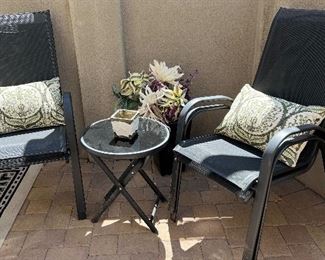 Slingback Chairs (4), End Table