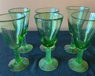 007M Green Hand Made Mexican Glassware