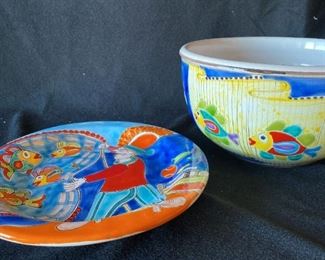 083m DeSimone Large Fish Themed Bowl And Plate