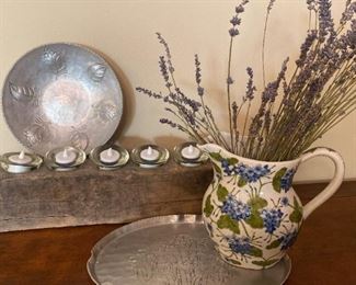 090m Rustic Wood Candle Holder And More