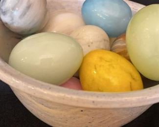 097m Vintage Italian Alabaster Marble Eggs