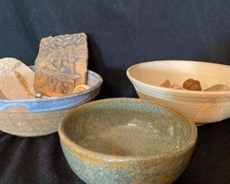 099m Cermaic Bowls Stones Fossils And More