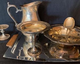 100m Silver Plate Pitcher Tray And More