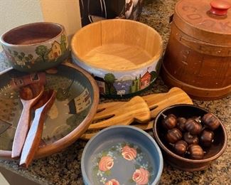 101g Adah Edwards Painted Wooden Bowls