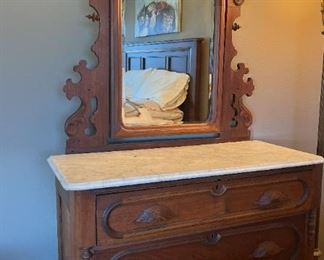 332 Wooden Dresser with Marble Top