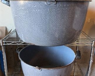 2018G Two Large GranitewareEnamel Stock Pots