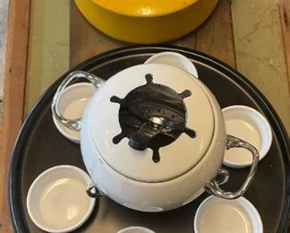 2040G Rotating Lazy Susan Fondue Set Dansk Kobenstyle Enamelware