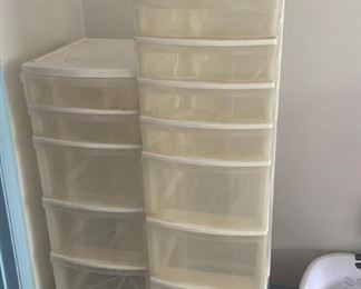 Plastic drawer storage. More not pictured.