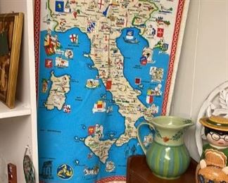 Italy map  wall hanging , vase, figurines, etc