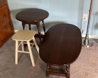 Vintage or antique tables, attractive silver lamp