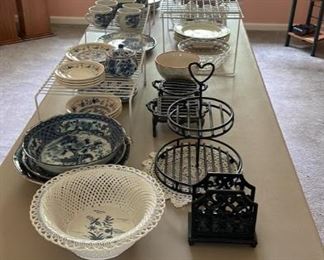 Collectible and vintage China, plate stands, etc