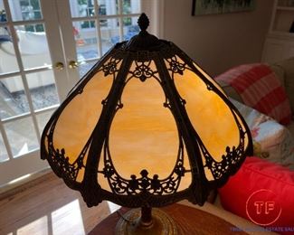 Antique MILLER LAMP CO (242) Slag Glass Table Lamp