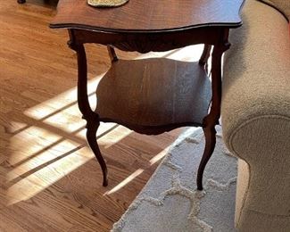 Two-Tiered Antique Tiger Oak Side Table