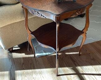 Two-Tiered Antique Tiger Oak Side Table