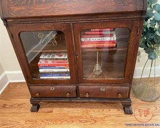Antique Secretary Desk with Glass Front Display