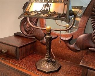 Antique Slag Glass Desk Lamp