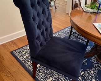 Antique Large Claw Foot Tiger Oak Table with Antique Cane Chairs and Tufted Upholstered Chairs