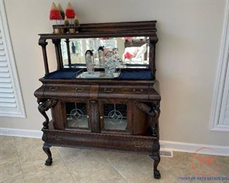 Antique Sideboard with Carved Griffins