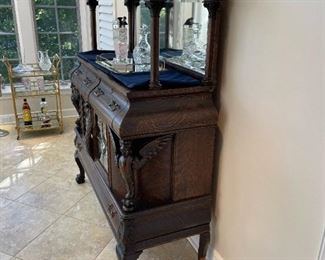 Antique Sideboard with Carved Griffins