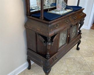 Antique Sideboard with Carved Griffins