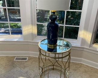 Hollywood Regency Style Round Lamp / Side Table