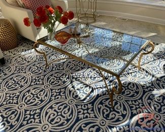 PIER 1 Hollywood Regency Style Glass Topped Coffee Table