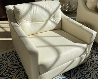 ETHAN ALLEN Custom Upholstered LEATHER Armchairs