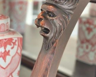 Antique Sideboard with Carved Feet and Carved Lion Heads